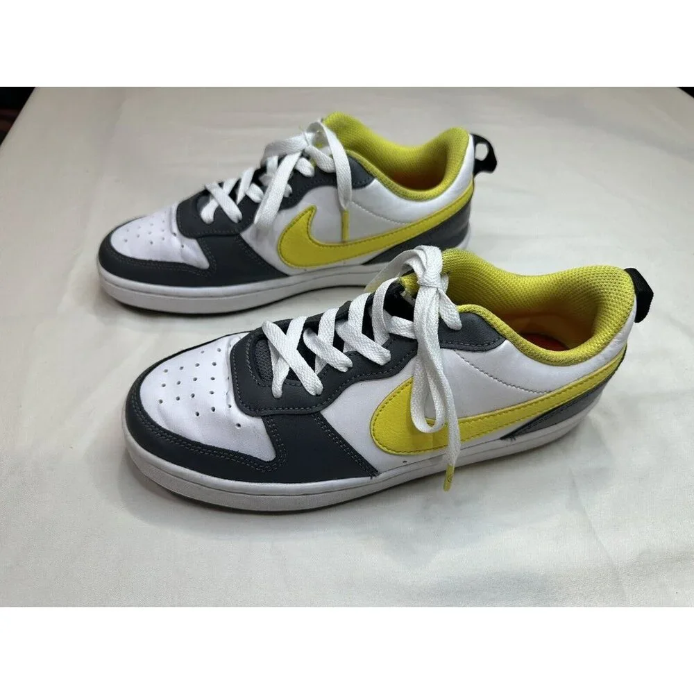 Nike Court Borough Low 2 Gray White and Yellow Smiley (GS) DO6688-100 Size 5.5YU